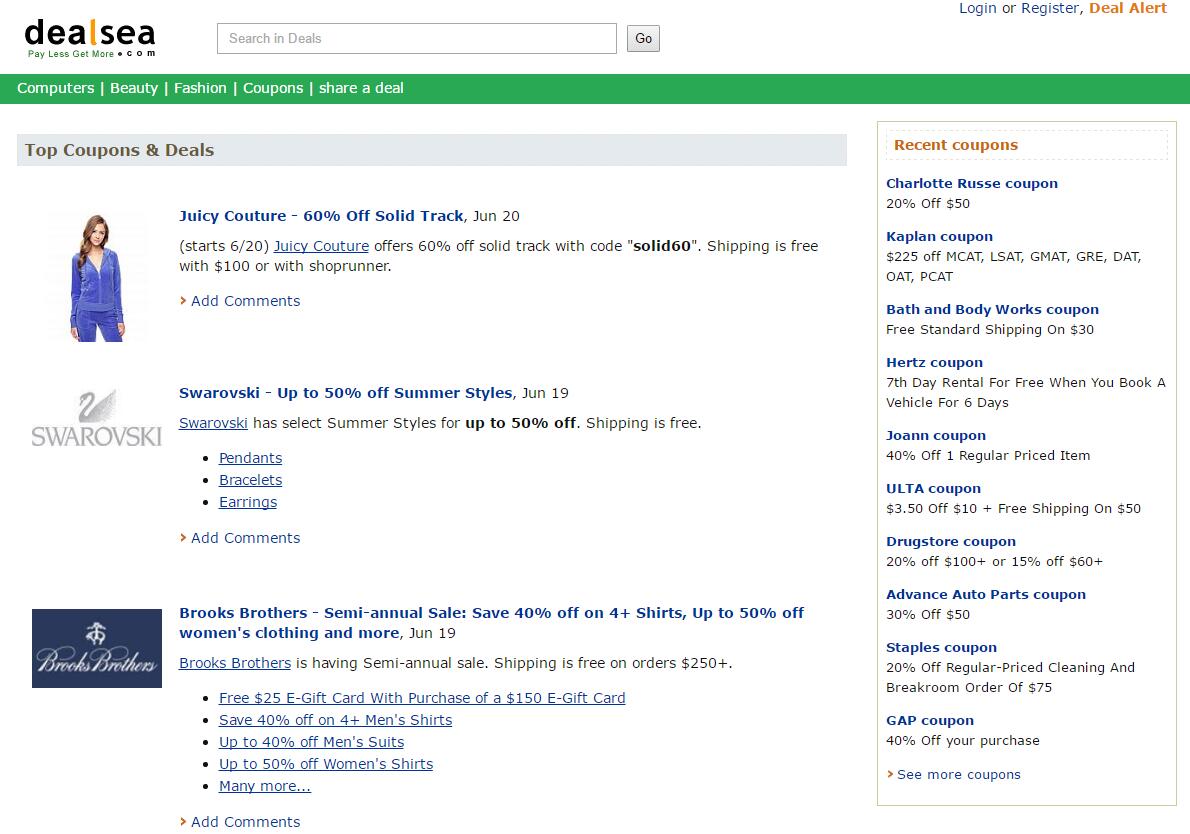 Dealsea Homepage